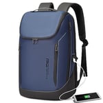 BANGE Business Smart Backpack Waterproof fit 15.6 Inch Laptop Backpack with USB Charging Port,Travel Durable Backpack (Blue(two Pocket)