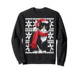 Festive Cat in Santa Hat and Scarf Winter Animal Cat Lovers Sweatshirt