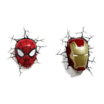 3D Light FX 816733002224 Spiderman Marvel Spider Man Mask 3D Wall Light, Plastic