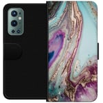 OnePlus 9 Pro Sort Lommebokdeksel Lila marmor