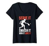 Womens Serve It Smash It Win It Love It Pickelball V-Neck T-Shirt