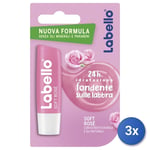 3x Labello Lip Balm Soft Rose' 85020