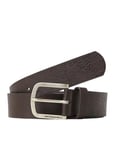 JACK & JONES Men JACHARRY Leather Belt Basic Classic Logo Metal Buckle, Colours:Dark Brown, Größe Gürtel:105