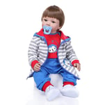 Poupée bébé réaliste Enfant en Bas âge, 60 Cm 24 'poupées de bébé Reborn bébés en Silicone Faits à la Main, réalistes Nouveau-nés Filles pour Enfants Jouet, Bouche magnétique