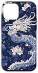 Coque pour iPhone 12 mini Bleu Vintage Paisley Dragon Chinois E-Girl Esthétique