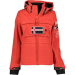 Geographical Norway tilsitt lady Veste Softshell Capuche Femme Impermeable Outdoor - Blouson Coupe Vent Resistant - Activites En Exterieur Randonnee Ski Automne Hiver Printemps (Rouge XL)