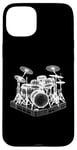 Coque pour iPhone 15 Plus Ensemble de batterie 3D Wireframe - Vintage Drummer Drums Lover