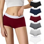 Lakpoau Boxer Femme Coton - Shorty Femme Coton Shorts Caleçons Femmes Lot de 6-Femme Boxer Sport Seamless Culotte Femme Basics Shorties Calecon Boxer pour Femme Slips F M