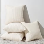 Topfinel Housse Coussin Beige 40x40cm Decoration Chambre Salon Maison Lot de 4 Housse de Coussin Canape Lit Jardin Déco Aesthetic Scandinave pour Canapé en Velours Côtelé