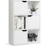 GOPLUS Bibliothèque Meuble de Rangement 6 Compartiments 60x29x90CM-Etagère de Rangement avec 3 Portes-Montage Facile-Ideal pour Bureau/Salon/Chambre