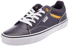 Vans Homme Seldan Basket, Leather Mesh Charcoal/Yellow, 40 EU