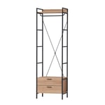 Industrial Open Wardrobe Clothes Rail Rack 2 Drawer