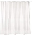 TATAY Bathroom curtain made of water-repellent polyester, washable, avoids humidity, in white colour, satin finish. Includes rings