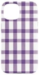 iPhone 15 Purple White Checkered Plaid Flannel Gingham Pattern Checker Case