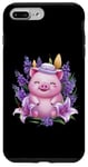 Coque pour iPhone 7 Plus/8 Plus Cochon en style dessin animé kawaii avec lavande et lys