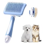 Vinabo Brosse Chat Chien,Brosse Chat Poil Long Brosse Auto-Nettoyage avec un Bouton pour Toilettage des Animaux de Compagnie, Brosse pour Chat pour Chats et Chiens à Poils Courts,Moyens et Longs-Bleu