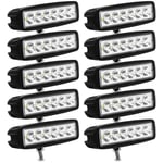 10x 18W Phare de Travail Carre a Leds DC 12V 24V Quad Camion Bateau Tracteur Offroad Imperméable