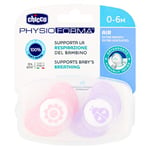 Chicco Physio Air Sucette en Silicone 2 Pièces Rose 0-6 Mois, Couleurs Assorties