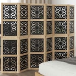 vidaXL Room Divider 6 Panels Brown and Black Solid Wood Paulownia NEW