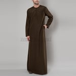 Men Thobe Thoub Abaya Long Sleeve Tops Juba Daffah Dishdasha Islamic Arab Kaftan