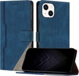 Étui Pour Iphone 14 (6,1 Pouce), Housse En Cuir Pu Avec [Protection Antichoc Tpu] [Fonction Support] [Porte-Cartes ] Antichoc Magnétique Coque Pour Iphone 14 - Bleu