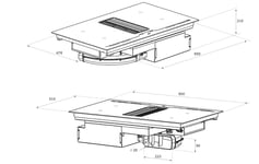 Airforce Aspira Centrale Flex On-Board 90cm Induction Hob with Downdraft Extraction