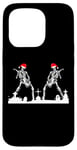 iPhone 15 Pro Skeletons Playing Rock Guitar in Graveyard Wearing Xmas Hats Case