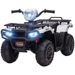 12V Electric Quad Bike for Kids with LED Headlights, Music - Black and White