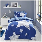 GC GAVENO CAVAILIA Drap-Housse de Luxe pour Enfants avec Housse de Couette Super Star ou Rideaux faciles d'entretien en Polycoton Bleu Marine