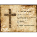 Wee Blue Coo Ten 10 Commandments Cross Christian Religious Quote Typography Wall Art Print Mur Décor 30 x 41 cm