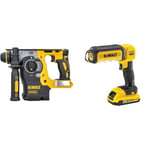 DEWALT DCH273N-XJ 18V XR Li-Ion SDS Plus Rotary Hammer Drill, 18 W, 18 V, Yellow/Black & DCL050-XJ 18 V XR Handheld Yellow LED Area Light, Bare Unit, Multi