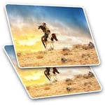 2 x Rectangle Stickers 10 cm - Kazakh Golden Eagle Hunter Man #13264