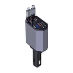 Chargeur de voiture super rapide rétractable,câble USB C PD QC 3.0,adaptateur de charge rapide,iPhone,Huawei,Samsung,120W,4 en 1 - Type A for Apple Type C