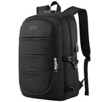 AMBOR Sac à Dos Ordinateur Portable, Sac a Dos Grande Capacité Homme Femme Imperméable 17.3 Pouces avec USB Charging Port Sac a Dos PC Portable pour Loisir Noir