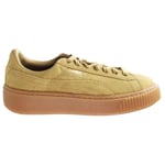 Puma Platform FL Womens Gold Trainers Leather - Size UK 4