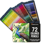 Zenacolor - 72 Crayon de Couleurs Professionnel, avec Boîte en Métal - Set de 72 Couleurs Uniques - Dessin, Esquisse, Coloration - Crayons de Couleur pour Adultes et Enfants