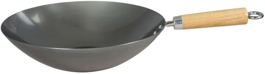 12108512 Professional Carbon Steel Wok 30cm/12-inch, Black