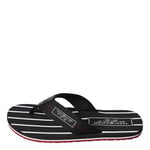 Tommy Hilfiger Men Patch Beach Sandal Flip-Flops Pool Slides, Black (Black), 40 EU