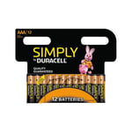 Batteries AAA Duracell/Battery Pack of 12 / Simply LR03/MN2400 for Radios, Remotes, Clocks Etc