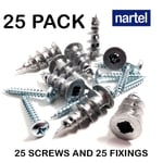 25 x PLASTERBOARD FIXINGS SELF DRILL CAVITY WALL SPEED ANCHOR PLUGS WITH SCREWS