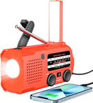 Radio Solaire Portable Radio d'urgence Dynamo Puissance Rechargeable 2000 mAh Manivelle FM/AM Radio Intégrée SOS Alarme Lampe de Poche LED Lampe de Lecture Écouteur Jack pour Camping Survie