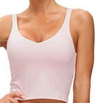 Women’s Longline Sports Bra Wirefree Padded Medium Support Yoga Bras Gym Running Workout Tank Tops - Pink - M