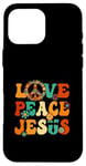 Coque pour iPhone 16 Pro Max Costume hippie sexy Love Peace Jesus Christian Fun années 60 et 70