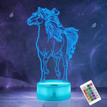 Cadeau Cheval Pour Fille, Lampe Illusion Cheval 3d Veilleuse Cheval Avec Télécommande + Touch 16 Color Change + Timer Lampe De Bureau Pour Décoration Chambre Fille (Cheval 3)