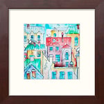 Lumartos, Our Town Contemporary Home Decor Wall Art Watercolour Print, Mahogany Frame, 10 x 10 Inches