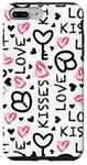 Coque pour iPhone 7 Plus/8 Plus Doodles Love Kisses de Saint-Valentin Clé à cœur Rouge/blanc