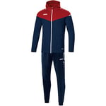 JAKO Survêtement pour homme en polyester Champ 2.0 avec capuche, bleu marine/rouge chili, 3XL, M9420