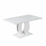 Halo High Gloss Dining Table In White And Vida Marble Effect