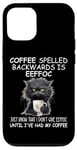 iPhone 12/12 Pro Coffee Spelled Backwards is Eeffoc Sign,Funny Cat Coffee Mug Case