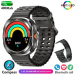 Uutta Galaxy 7 Amoled -Älykellolle Miesten Verensokeri Syke Bluetooth-Puhelu Nfc Gps-Seuranta Miesten Älykello_Black steel strip_NEW NFC GPS Watch 7